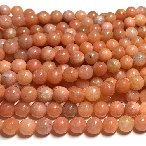 High Quality Natural Genuine South Africa Orange Pink Calcite Stone Round Jewellery Loose Ball Necklaces or Bracelets Beads 6-12mm 15.5" 07951