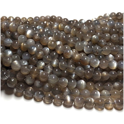 AAA High Quality Real Genuine Natural Gray Black Gold Sunstone  flash light Round Loose Gemstone Ball Small Beads 6mm 15" 07952