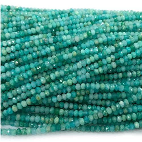 Veemake Natural Genuine Gemstones Blue Russia Amazonite Rondelle Faceted Small Making Necklaces Bracelets Jewelry Beads 07958