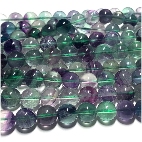 Genuine Natural AAA High Quality Multi Color Clear Blue Green Yellow Purple Fluorite Semi-precious stones Round  Beads  15.5" 07946