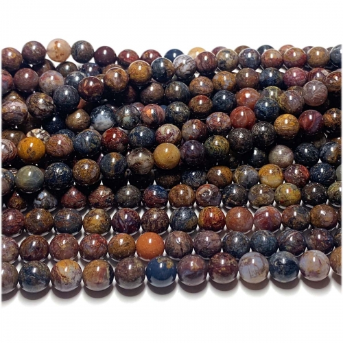 AAA High Quality Natural Genuine Red Brown Blue Pietersite Stone Round Loose Gemstone Stone Jewelry  Beads  07944