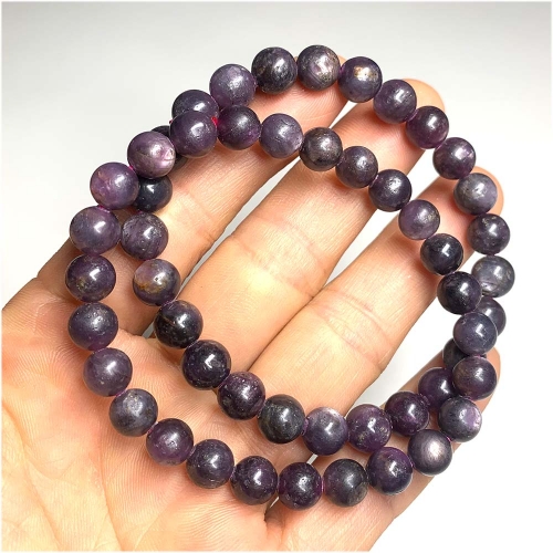 Natural Genuine Purple Red Starlight Star Ruby Bracelet Bracelets Round beads 07975