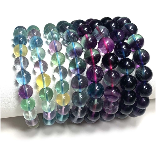 Veemake Natural Genuine Purple Green Blue Fluorite Bracelet Necklace Round Loose Jewelry Making Beads 07964