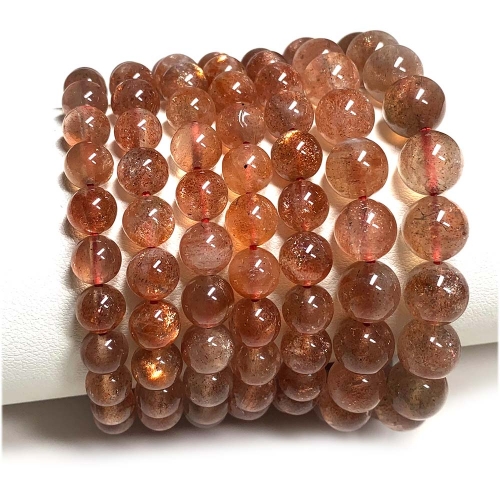 High Quality Natural Genuine  Sanidine Orange Gold Sunstone Bracelet Bracelets Round Loose Beads 07983