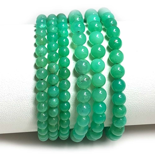 High Quality Natural Genuine Green Chrysoprase Bracelet Bracelets Round Loose Beads 07979