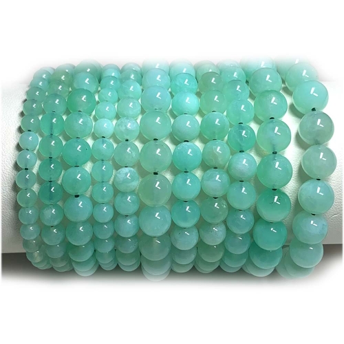 High Quality Natural Genuine Green Blue Chrysoprase Bracelet Bracelets Round Loose Beads 07982