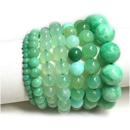 High Quality Natural Genuine Green Blue Chrysoprase Bracelet Bracelets Round Loose Beads 07977