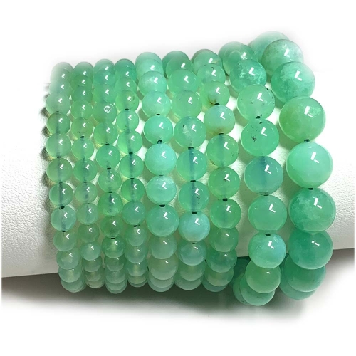High Quality Natural Genuine Green Chrysoprase Bracelet Bracelets Round Loose Beads 07980