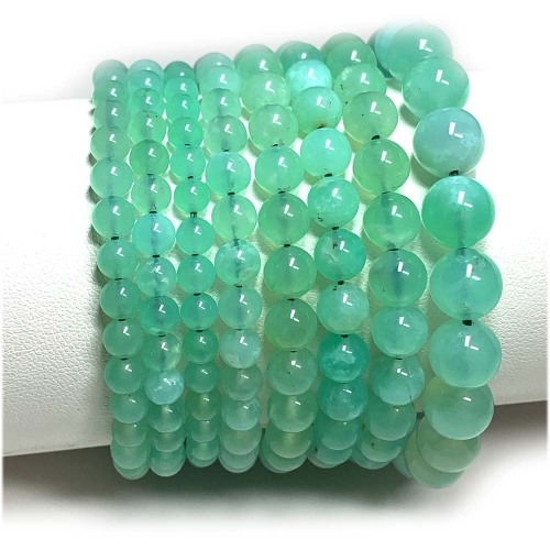 High Quality Natural Genuine Green Blue Chrysoprase Bracelet Bracelets Round Loose Beads 07981
