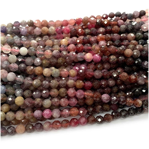 High Quality Veemake Natural Genuine Gemstones Purple Red Spinel Round Faceted Small Making Necklaces Bracelets Jewelry Beads 07987