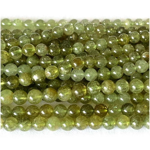 16" Natural Genuine Green Garnet Tsavorite Round Loose Gemstone Jewelry Necklaces Bracelets Gemstones Beads 06503