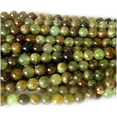 Discount Wholesale Natural Genuine Green Orange Garnet Tsavorite Round Loose Stone Beads 4mm-10mm Fit Jewelry 16" 07992