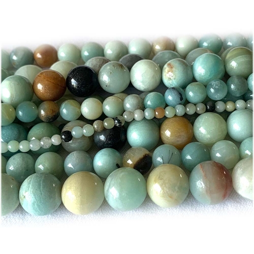 Natural Genuine Green Blue Amazonite Round Loose Jewelry Beads 4-14mm 08002