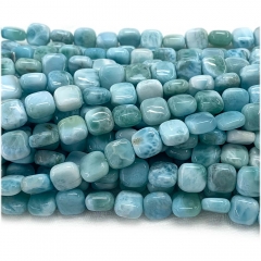 High Good Quality Natural Genuine Blue Larimar Flat Square Jewelry Making Loose Beads 08018