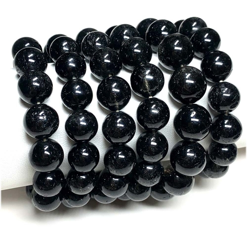 Natural Genuine Black Rutile Hair Quartz Needle Crystal Bracelet Bracelets Round Loose Beads 08030