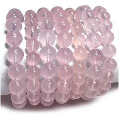 Natural Genuine Clear Pink Star Light Rose Quartz Crystal Bracelet Bracelets Round Loose Beads 08023