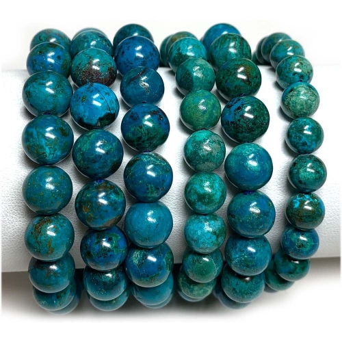 High Quality Natural Genuine Green Chrysocolla Bracelet Bracelets Round Loose Beads 08028