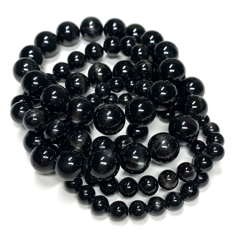 High Quality Natural Genuine Black Star Diopside Bracelet Bracelets Round Loose Beads 08026