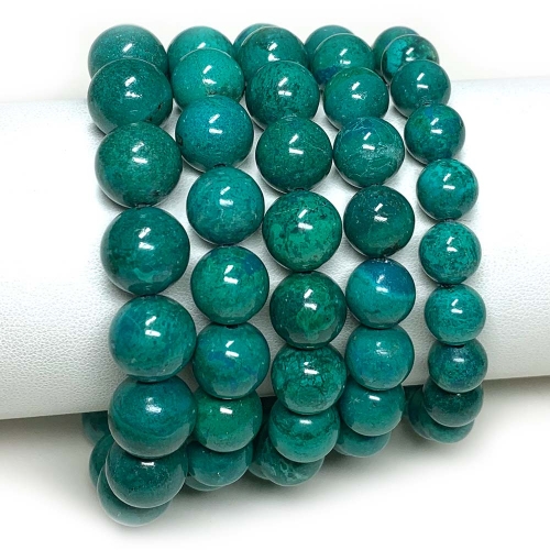 High Quality Natural Genuine Green Chrysocolla Bracelet Bracelets Round Loose Beads 08029