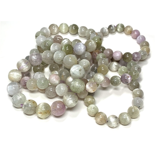 Natural Genuine Green Kunzite Spodumene Hiddenite Bracelet Bracelets Round Loose Beads 08032