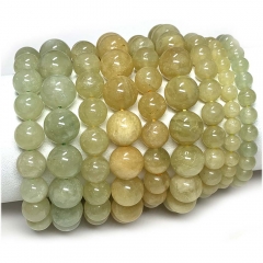 Natural Genuine Yellow Green Morganite Aquamarine Bracelet Bracelets Round Loose Beads 08034