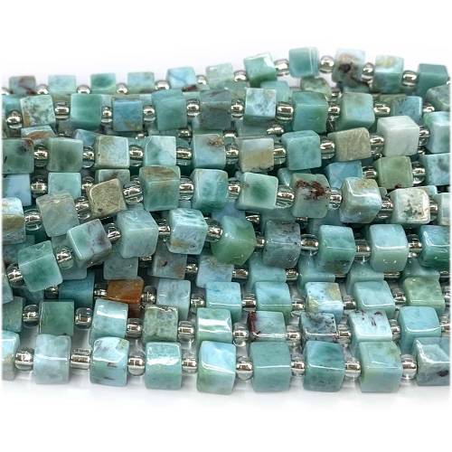 Real Natural Genuine Blue Larimar Free Form Cube Loose Jewerly Making Beads 08048