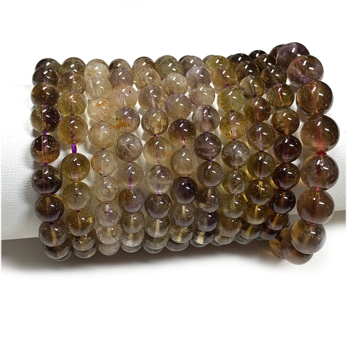 Veemake Natural Genuine Yellow Cacoxenite Auralite Super 23 Crystal Bracelet Round Loose Beads 08062