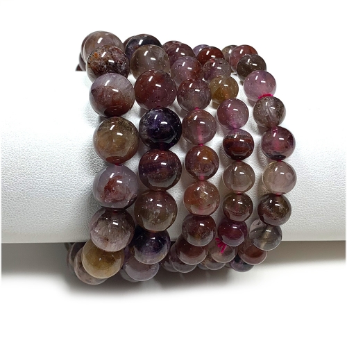 Veemake Natural Genuine Purple Red Auralite Super 23 Crystal Bracelet Round Loose Beads 08061