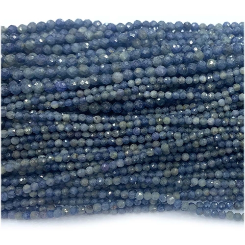 15.5 " Veemake Natural Genuine Gemstones Tanzania Blue Sapphire Ruby Round Faceted Making Necklaces Bracelets Jewelry Beads 08074