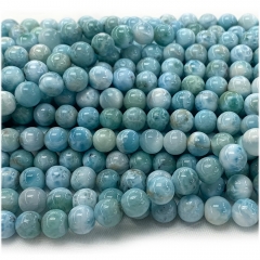 Dominican Natural Genuine Blue Larimar Round Jewellery Loose Necklace or bracelet Beads 6-14mm 15.5" 08092