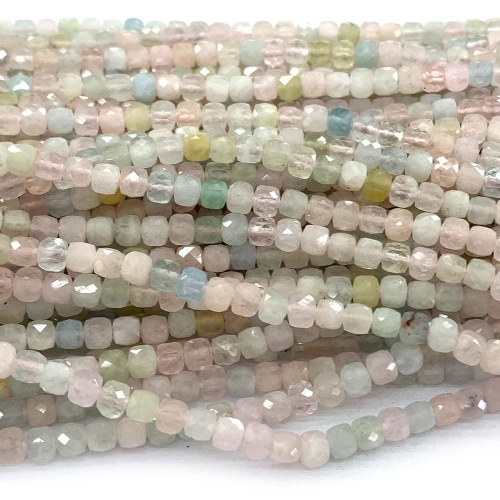 15.5 " Veemake Natural Stone Real Genuine High Quality Blue Aquamarine Morganite Irregular Cube Faceted Small Jewelry Beads 08019