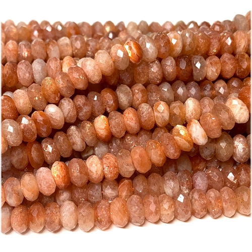 15.5 " Veemake Natural Genuine Sanidine Gold Sunstone Faceted Rondelle Bracelets Jewelry Loose beads 07407