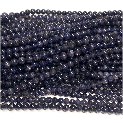 Natural Genuine Blue Purple Iolite Round Loose Gemstone Stone Beads Jewelry Design Necklace Bracelets 08105