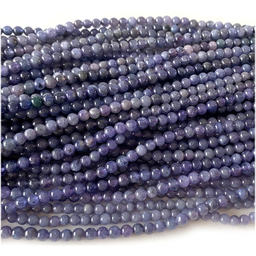 16” Veemake Natural Genuine Purple Blue Tanzanite Round Loose Gemstone Jewelry Beads Making Necklaces Bracelets  08075
