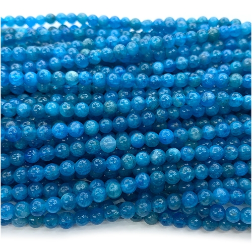 Veemake Natural Genuine Blue High Quality Apatite Round Loose Gemstone Jewelry Beads Making Necklaces Bracelets  08129