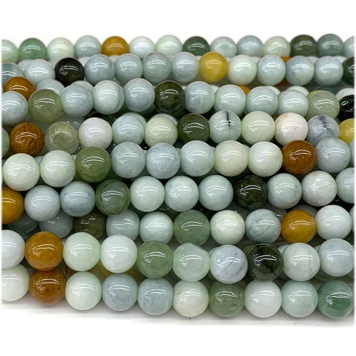 Wholesale Natural Genuine Mix Green Jadeite Jade Round Loose Necklace Bracelet Beads 08126