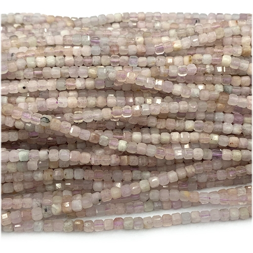 Veemake Natural Stone Genuine Gemstone Kunzite Edge Cube Faceted Small Jewelry Necklaces Bracelets Loose Small Beads 08133