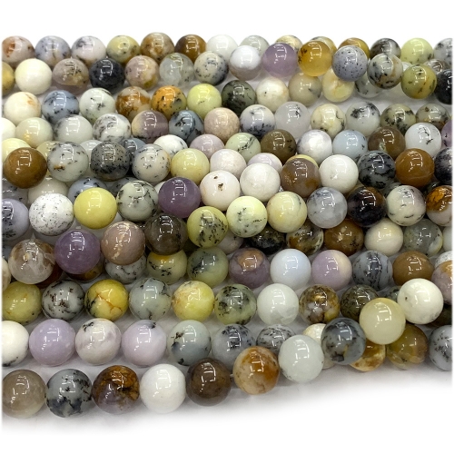 Veemake Genuine Natural White Opal Loose Necklaces Bracelets Round Beads Jewelry Making  15.5" 08131