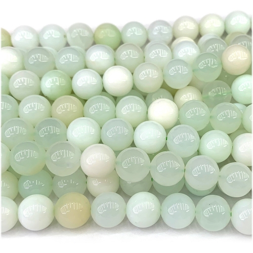 15.5“ Natural Genuine Green Opal Round Loose Beads 07416
