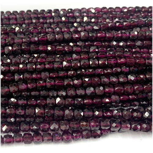Veemake Natural Genuine Almandite Pyralmandite Purple Garnet  Cube Faceted Small Jewelry Loose Beads 08146