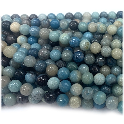 Wholesale Natural Genuine White Blue Montebrasite Round Loose Necklace Bracelet Beads 08224