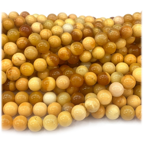 Wholesale Natural Genuine High Quality Yellow Jade Round Loose Beads 08225