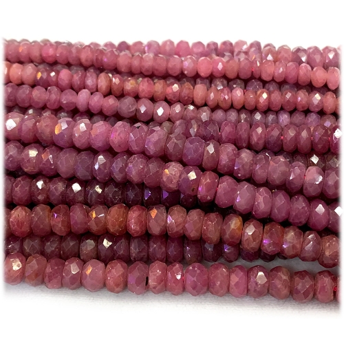 Natural Genuine Red Ruby Faceted Rodelle Loose Gemstone Stone Beads Jewelry Design Necklace Bracelets 08215