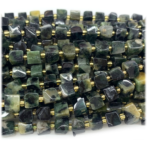 Real Natural Genuine Green Emerald Free Form Cube Loose Jewerly Making Beads 08232