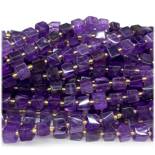Real Natural Genuine Purple Amethyst Free Form Cube Loose Jewerly Making Beads 08234