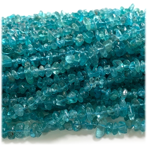 High Quality Natural Genuine Clear Blue Apatite Fluorapatite Chip Necklace Bracelet Beads 3x8mm 08275