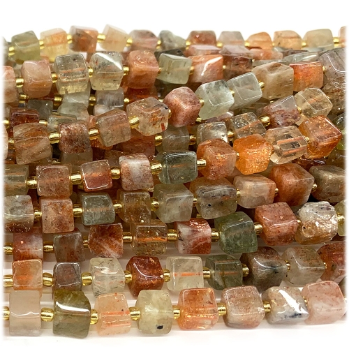 Real Natural Genuine Arusha Sanidine Orange Gold Sunstone Free Form Cube Loose Jewerly Making Beads 08279