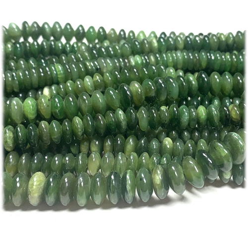 Natural Genuine Russia Dark Green Jade Loose Gemstone Rondelle Jewelry Necklaces Bracelets Beads 08245