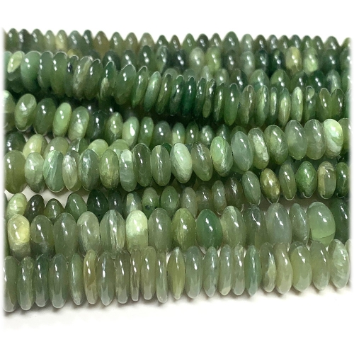 Natural Genuine Russia Dark Green Jade Loose Gemstone Rondelle Jewelry Necklaces Bracelets Beads 08246
