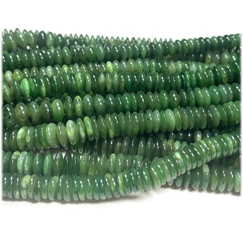 Natural Genuine Russia Dark Green Jade Loose Gemstone Rondelle Jewelry Necklaces Bracelets Beads 08243